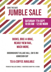 Jumble sale 7 September 2024